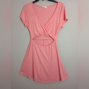 Peppy Faux Wrap Dress Open Waist Front Size Large